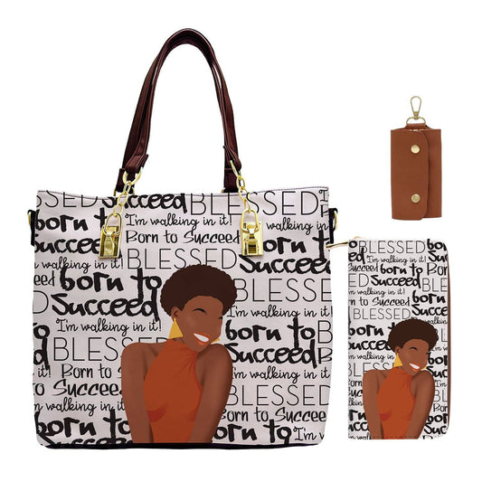 Born to Succeed by African American Expressions - 3 Piece Handbag Set (20260701HBS01)