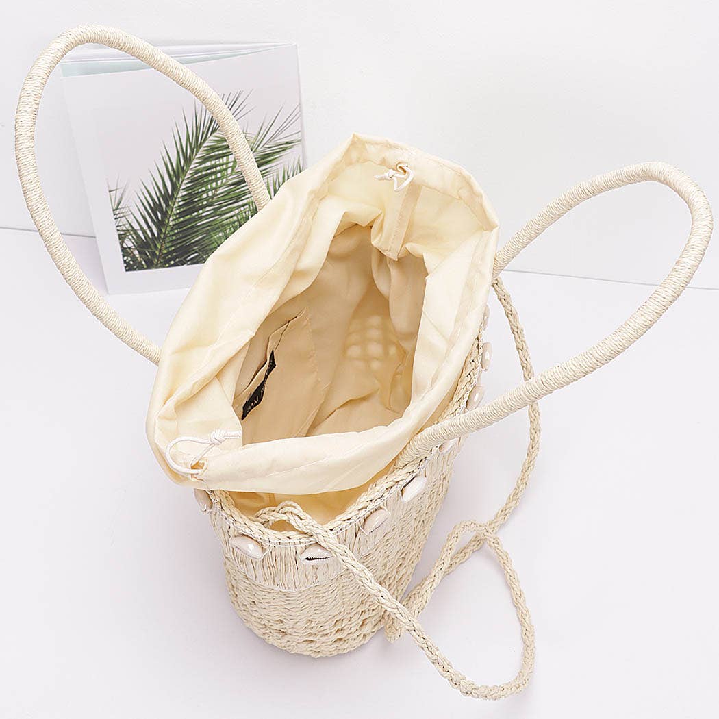 Hello 3 a.m. Faux Straw Shell Tote Bag - 20260701HPC6206