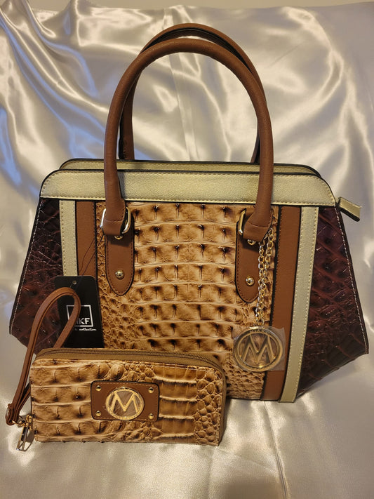 Daisy Croco Satchel Handbag & Wallet – MKF By Mia K (021724X729BR)