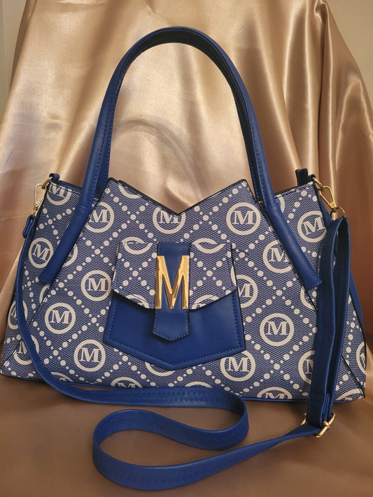 Blue and White "M" Bag (1118235045BL)