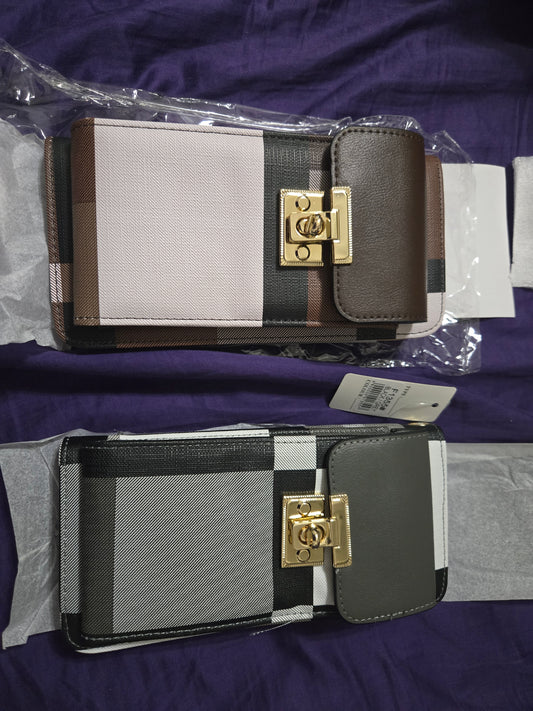 Block Pattern Cellphone Crossbody & Wallet Combination (11172025F1355)