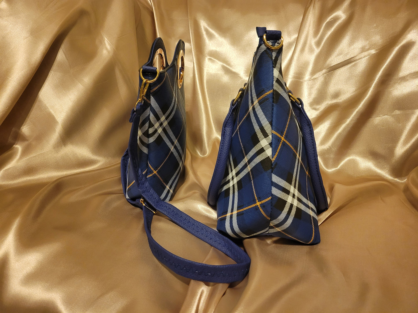 2-Purses and Wallet Set - Blue Plaid (1118235069BP)