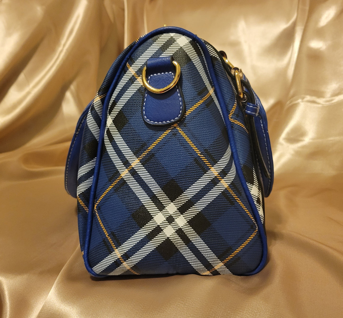 Blue Plaid Barrel Handbag & Wallet (1118231861AB)