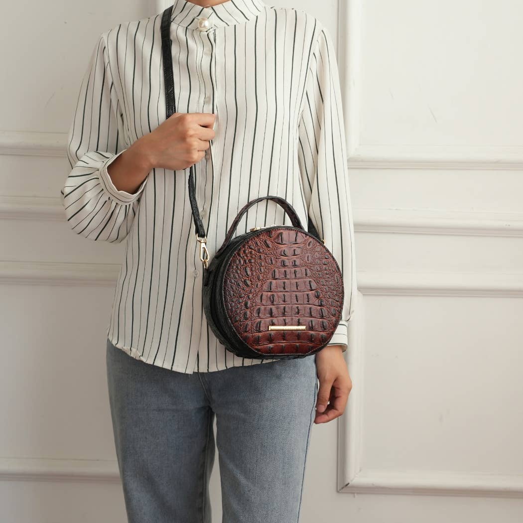 MKF Ynnari Women's Crossbody Chic Round Croc-Embossed (20260122MKFL508)