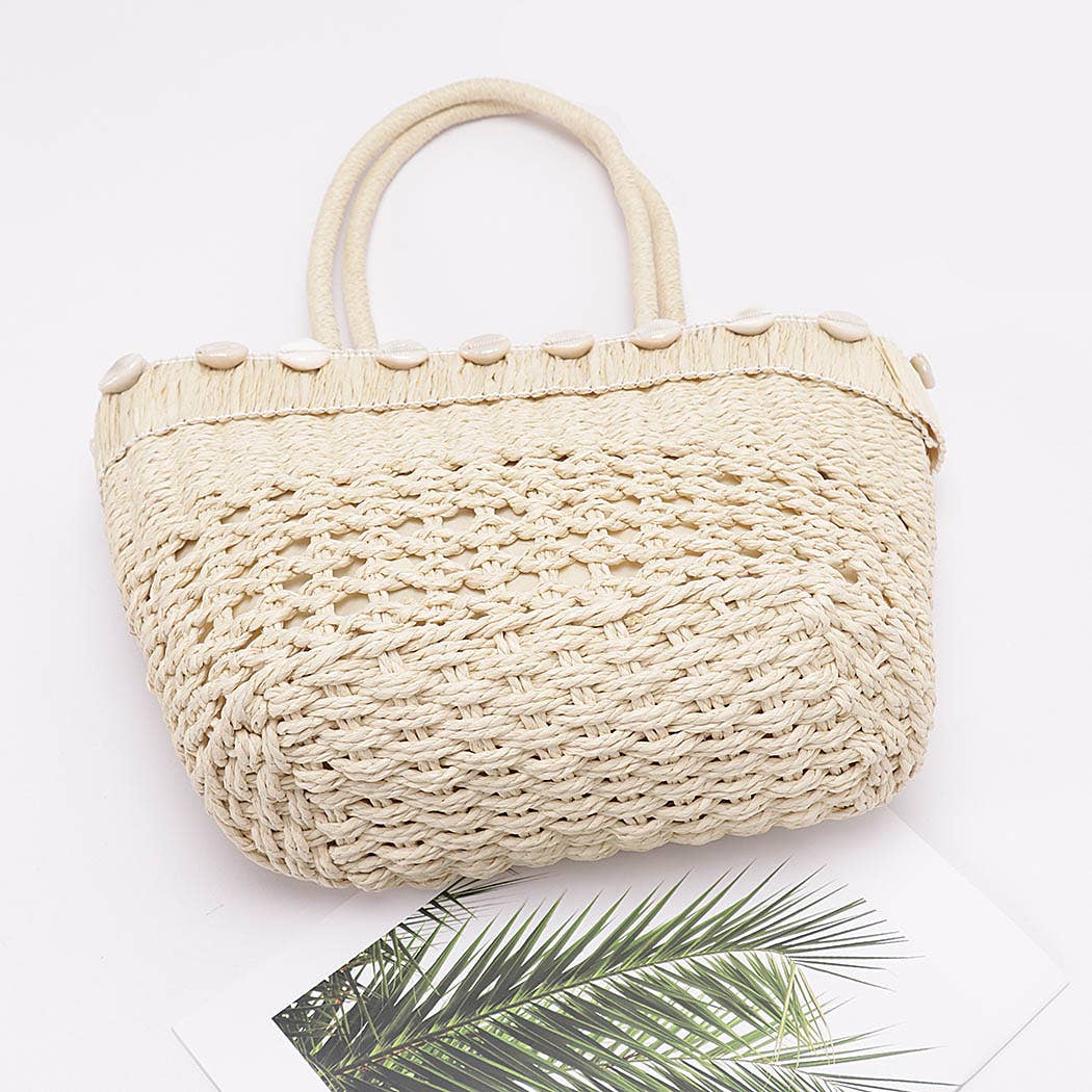 Hello 3 a.m. Faux Straw Shell Tote Bag - 20260701HPC6206