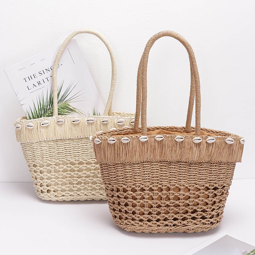 Hello 3 a.m. Faux Straw Shell Tote Bag - 20260701HPC6206