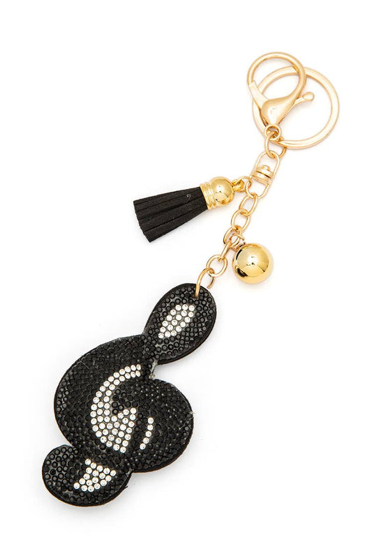 MUSIC NOTE RHINESTONE PILLOW KEY CHAIN 99-KC444X697